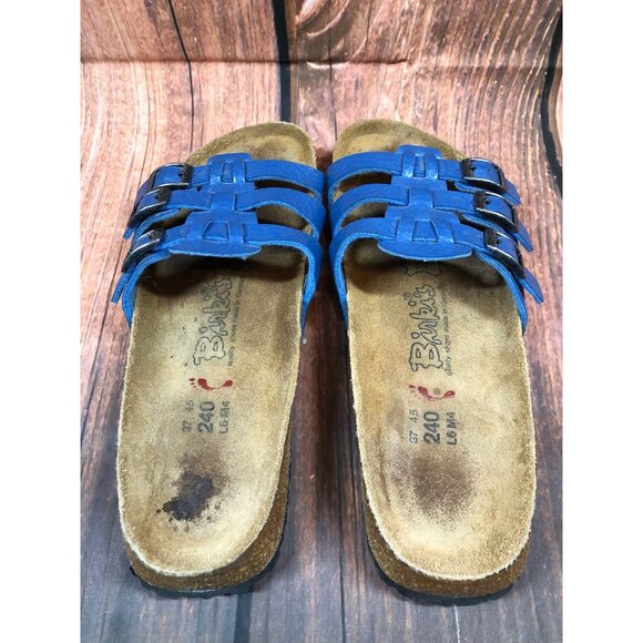 Birkenstock Birkis Xenia Blue 3 Strap Sandals Soft Womens 37 / 6 (5e3) - Picture 4 of 10